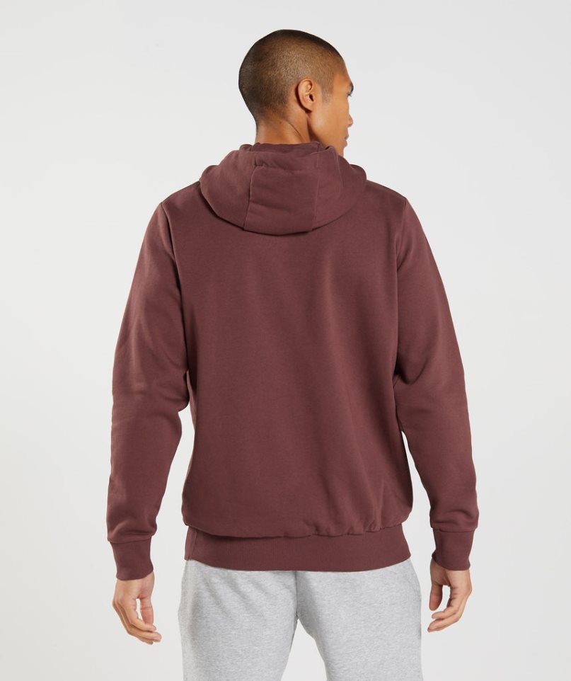 Men's Gymshark Block Hoodie Brown | NZ 7DKFMT